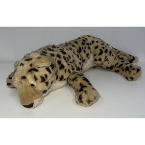 FAO Schwartz Leopard Cheetah Plush Stuffed Animal 28" Laying Jungle Cat Tan